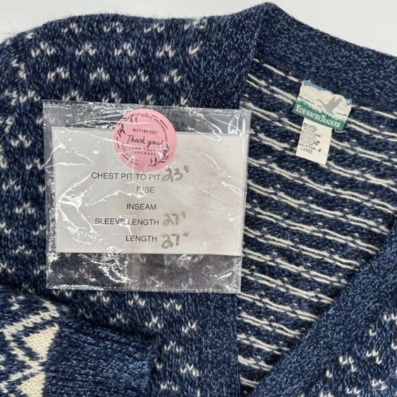 Tidewater Trader Vintage Knit Blue Wool Heritage Birdseye Large Cardigan Sweater - Picture 5 of 5